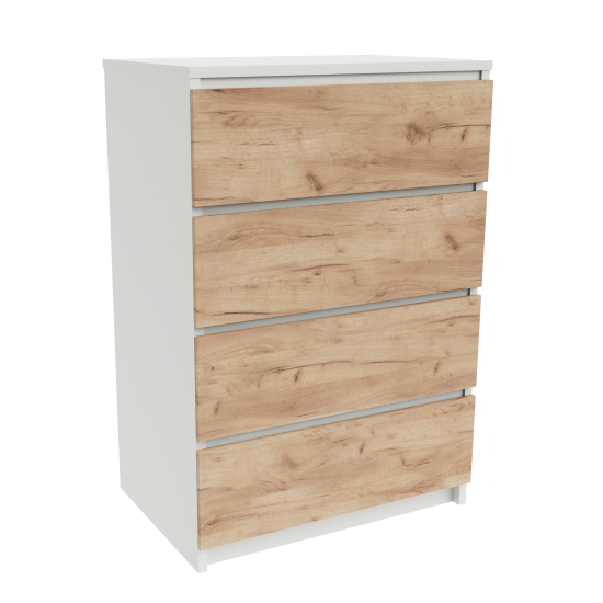 Komoda do salonu 4 szuflady Biały + Craft
